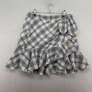 Veronica Beard Womens Skirt size 8 Kaia Side tie Plaid Ruffle zipper lined
